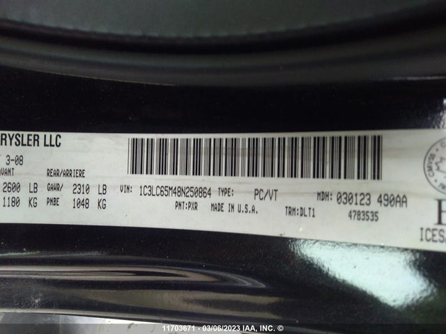 1C3LC65M48N250864 Chrysler Sebring Limited