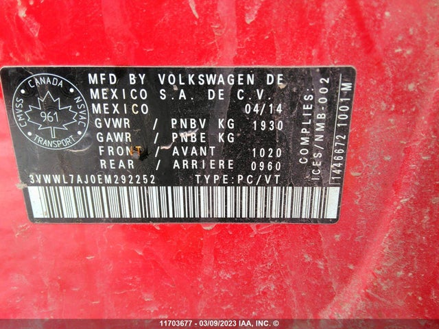 Volkswagen JETTA TDI 2014 3VWWL7AJ0EM292252 Image 9