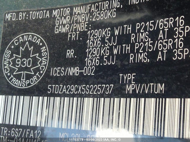 Toyota SIENNA CE 2005 5TDZA29CX5S225737 Image 11