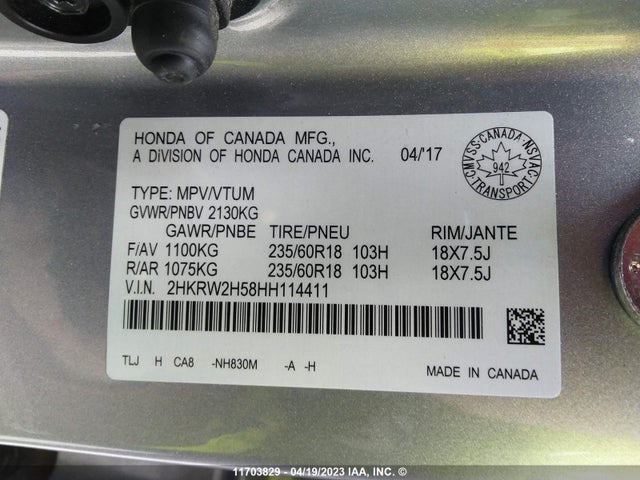 Honda CR-V EX 2017 2HKRW2H58HH114411 Image 9