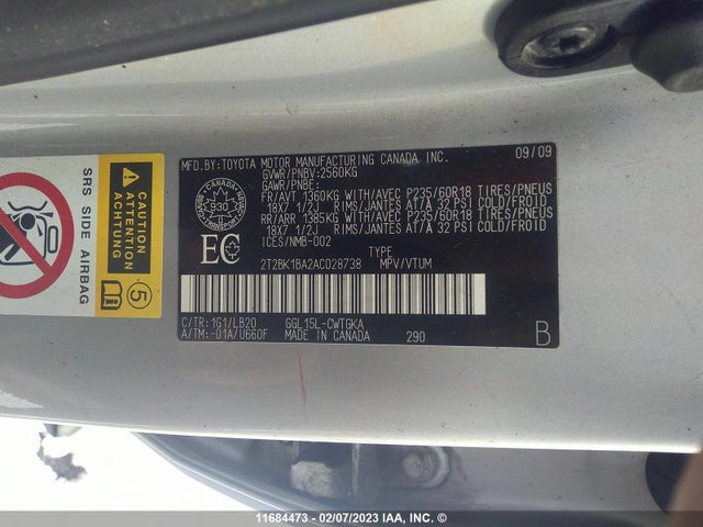 2T2BK1BA2AC028738 Lexus RX 350