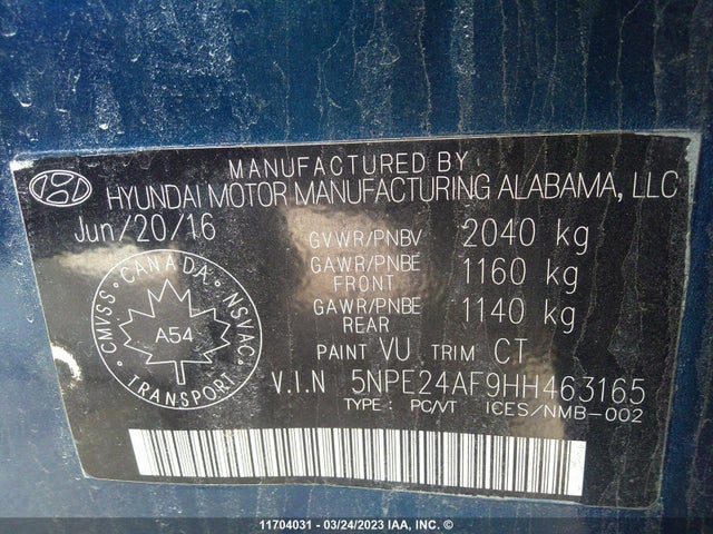 Hyundai SONATA SE 2017 5NPE24AF9HH463165 Image 11