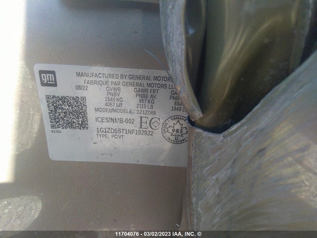 Chevrolet MALIBU LT 2022 1G1ZD5ST1NF192932 Image 10