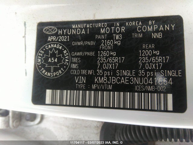 Hyundai TUCSON SEL 2022 KM8JBCAE3NU041664 Image 10
