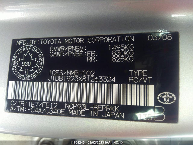 Toyota Yaris 2008 JTDBT923X81263324 Image 10