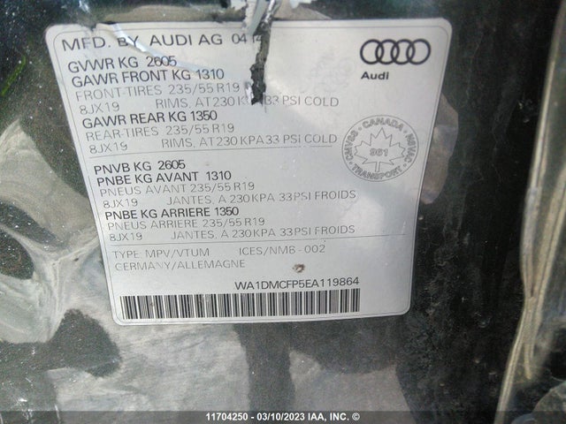 WA1DMCFP5EA119864 Audi Q5 Tdi/premium Plus