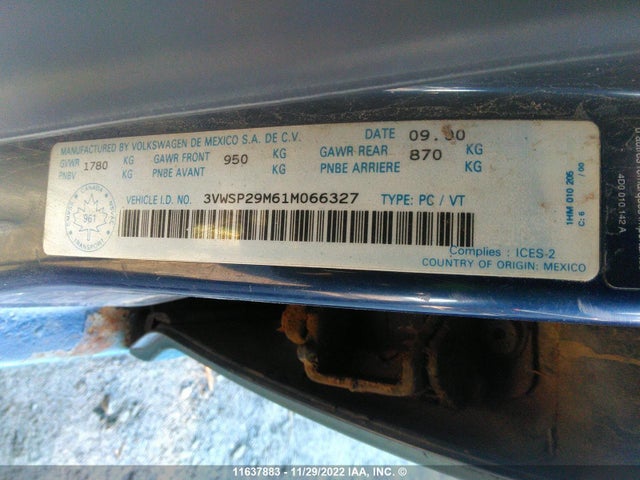 Volkswagen Jetta 2001 3VWSP29M61M066327 Image 10