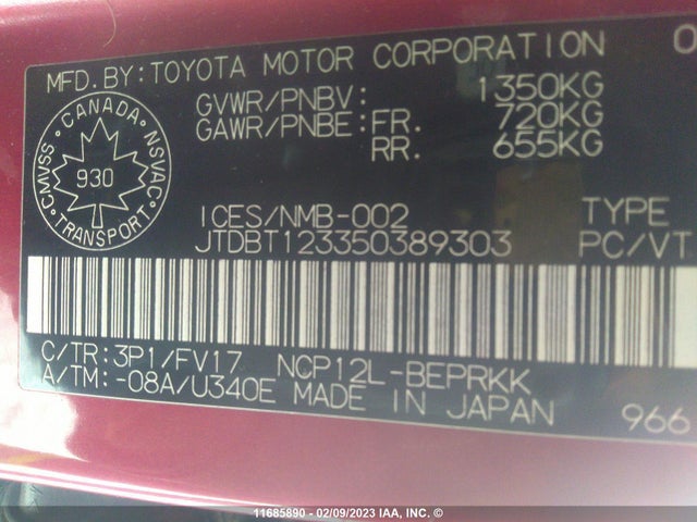 Toyota Echo 2005 JTDBT123350389303 Image 10