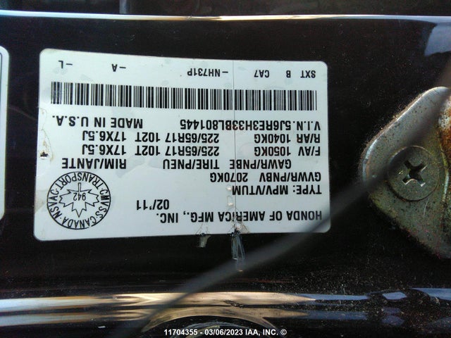 Honda CR-V LX 2011 5J6RE3H33BL801445 Image 9