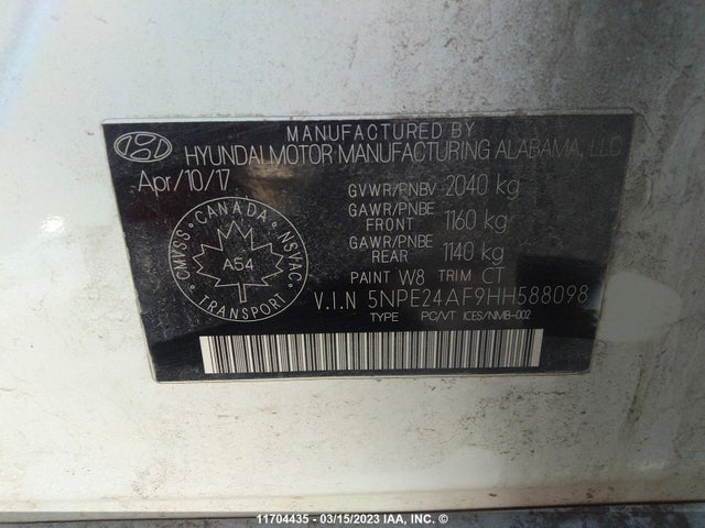 Hyundai SONATA SE 2017 5NPE24AF9HH588098 Image 11