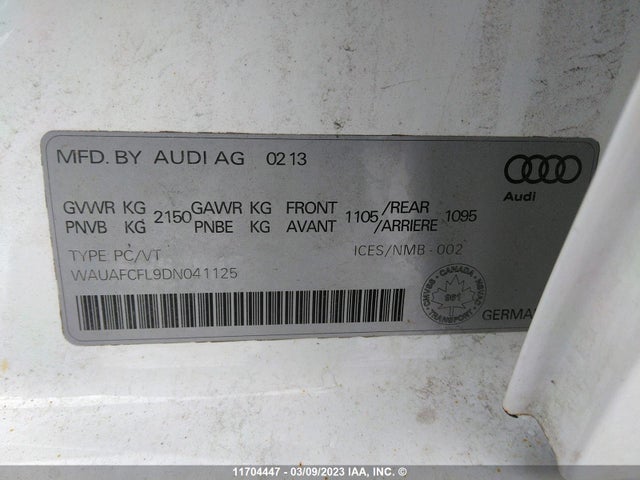 WAUAFCFL9DN041125 Audi A4 PREMIUM