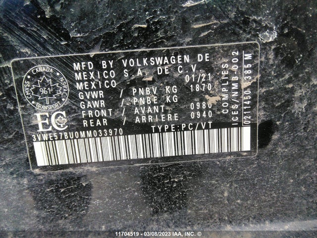 3VWE57BU0MM033970 Volkswagen JETTA SEL