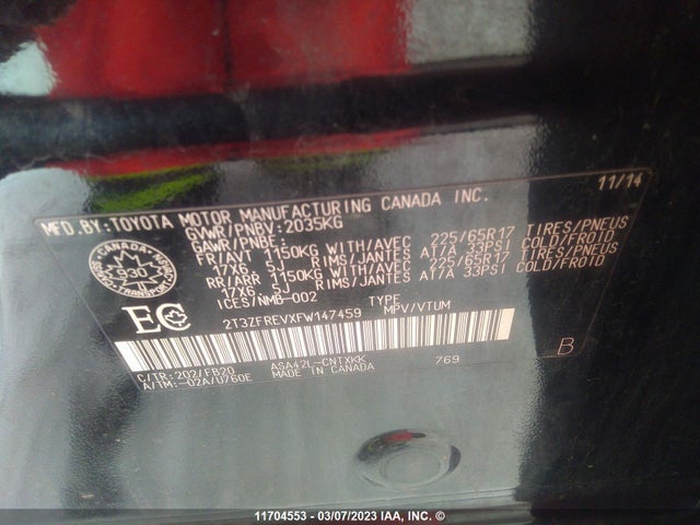 Toyota RAV4 LE 2015 2T3ZFREVXFW147459 Image 10