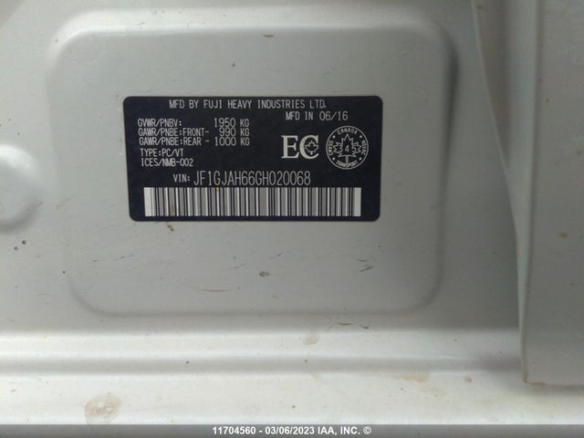 JF1GJAH66GH020068 Subaru Impreza Premium Plus