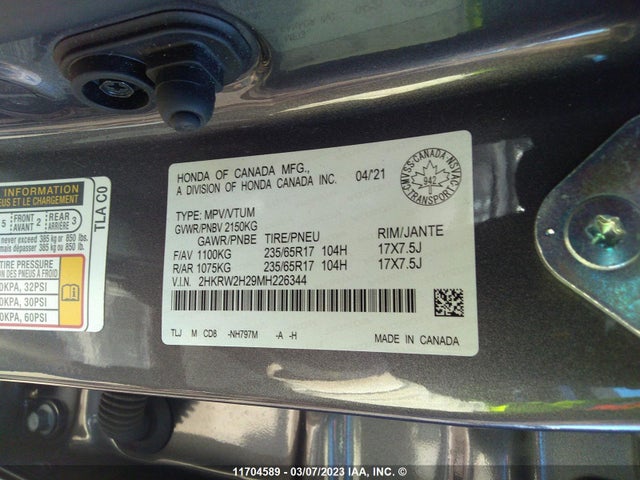 Honda CR-V LX 2021 2HKRW2H29MH226344 Image 10
