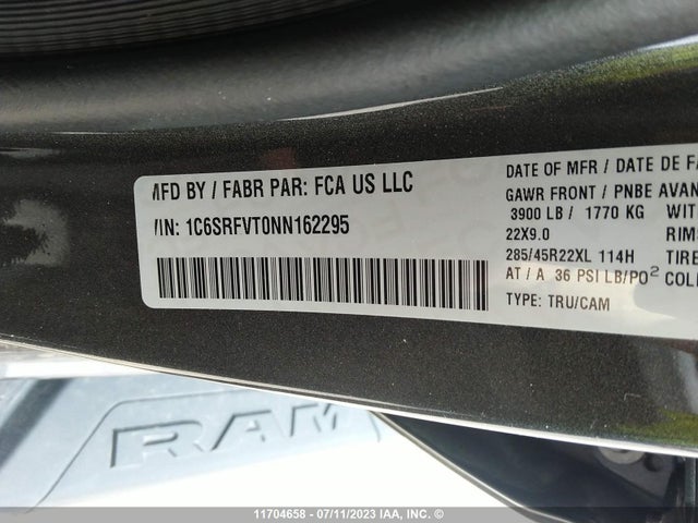 1C6SRFVT0NN162295 RAM 1500 Sport