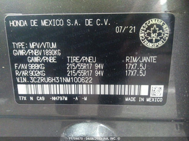 Honda HR-V LX 2022 3CZRU6H31NM100622 Image 11