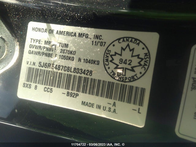 Honda CR-V EXL 2008 5J6RE48708L803428 Image 10