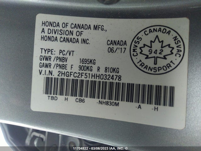 Honda Civic Lx 2017 2HGFC2F51HH032478 Image 9