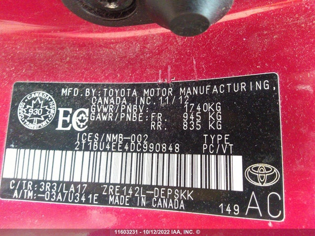 Toyota Corolla S/le 2013 2T1BU4EE4DC990848 Image 10