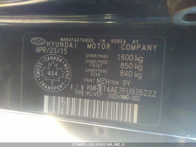 Hyundai ACCENT GLS 2015 KMHCT4AE7FU926222 Image 10