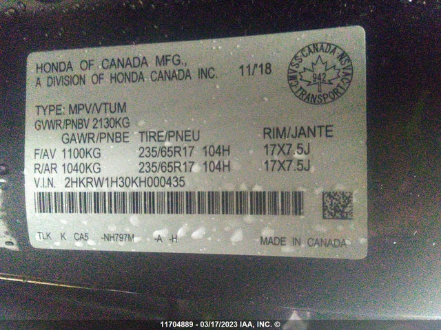 Honda CR-V LX 2019 2HKRW1H30KH000435 Image 9