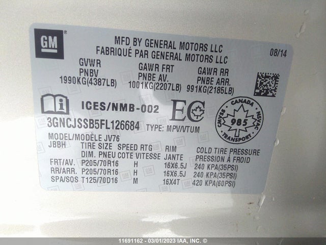 Chevrolet Trax 2lt 2015 3GNCJSSB5FL126684 Image 9