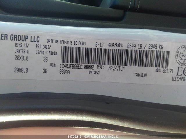 1C4RJFBG6EC108002 Jeep Grand Cherokee Limited