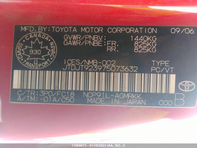 Toyota Yaris 2007 JTDJT923975073632 Image 10