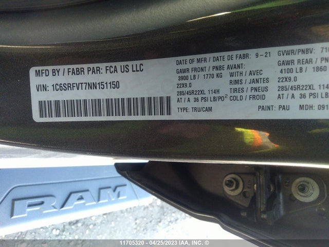 1C6SRFVT7NN151150 RAM 1500 Sport