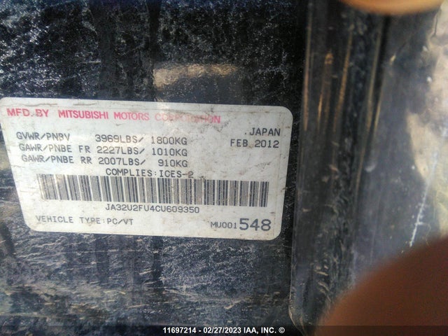 JA32U2FU4CU609350 Mitsubishi Lancer Es/es Sport