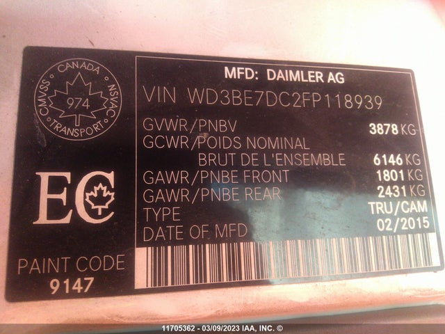 WD3BE7DC2FP118939 Mercedes-Benz Sprinter 2500