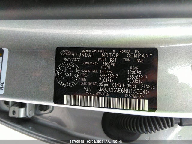 Hyundai Tucson 2022 KM8JCCAE6NU158040 Image 11