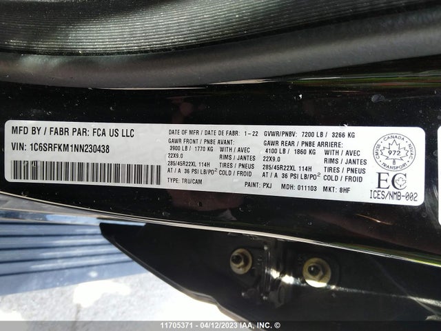 RAM 1500 Longhorn 2022 1C6SRFKM1NN230438 Image 10