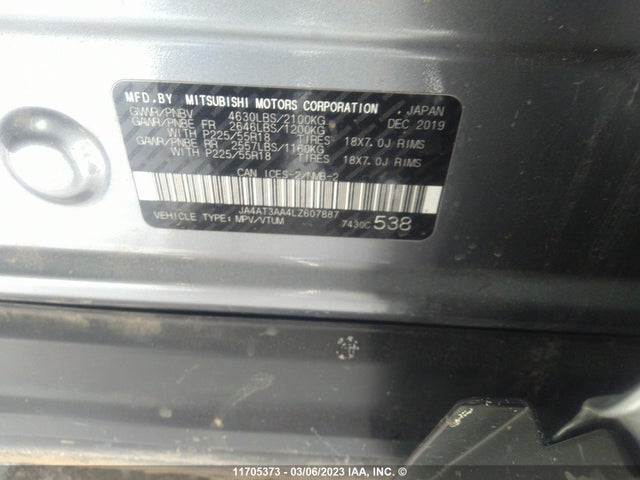 JA4AT3AA4LZ607887 Mitsubishi Eclipse Cross Es