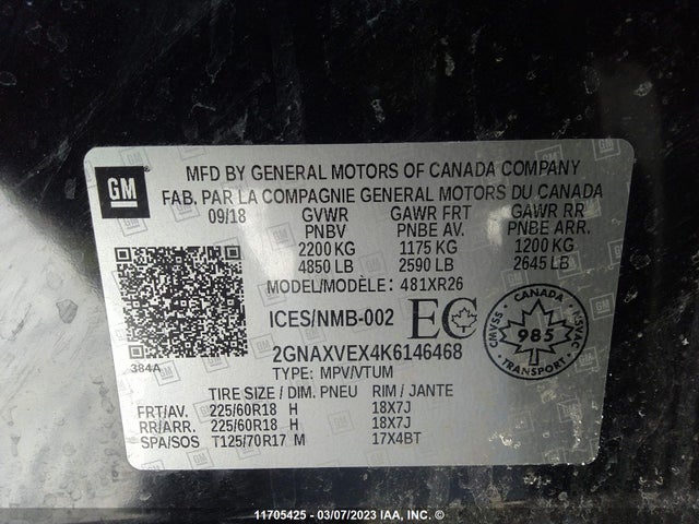 Chevrolet EQUINOX LT 2019 2GNAXVEX4K6146468 Image 9