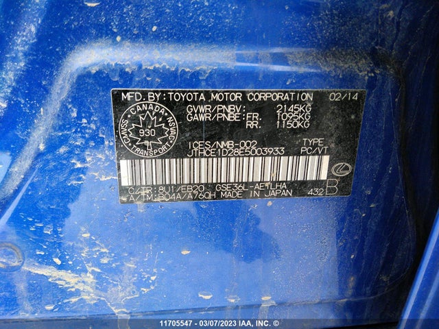 JTHCE1D28E5003933 Lexus IS 350