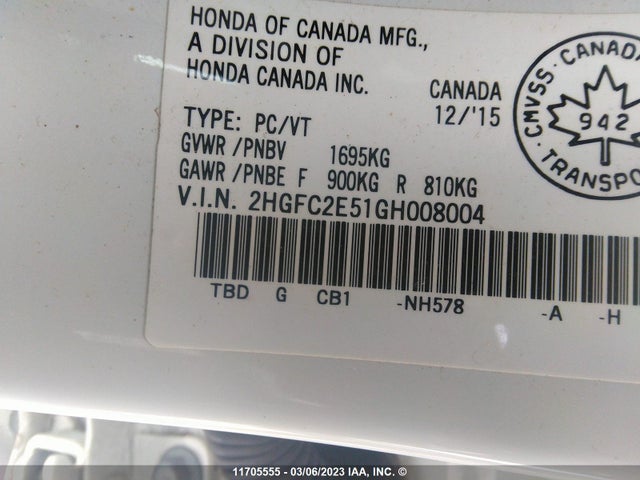 Honda Civic Lx 2016 2HGFC2E51GH008004 Image 9