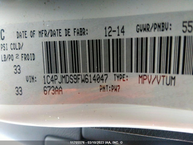 1C4PJMDS9FW614047 Jeep Cherokee Limited