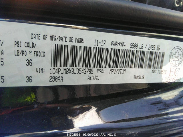 1C4PJMBX3JD543785 Jeep Cherokee Trailhawk