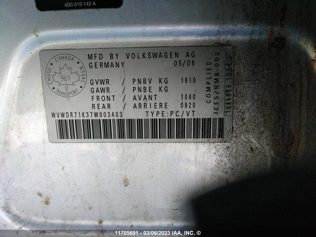 Volkswagen Rabbit 2007 WVWDR71K37W003403 Image 10