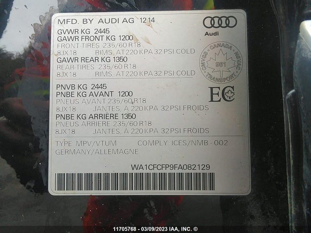 WA1CFCFP9FA082129 Audi Q5 PREMIUM