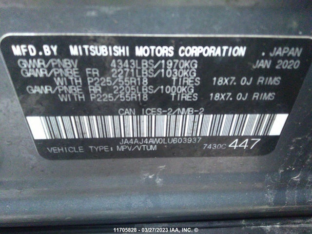 JA4AJ4AW0LU603937 Mitsubishi Rvr Se/sel/limited/gt