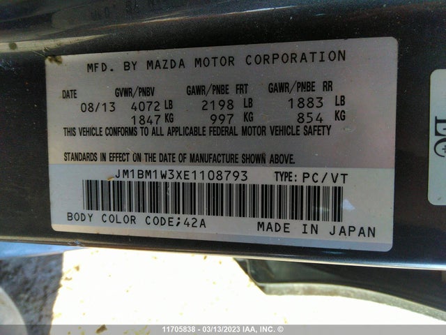 Mazda Mazda3 Gt-sky 2014 JM1BM1W3XE1108793 Image 25