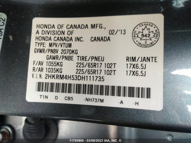 Honda CR-V EX 2013 2HKRM4H53DH111735 Image 10