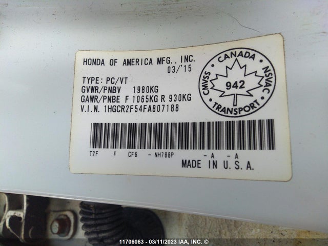 Honda Accord Sport 2015 1HGCR2F54FA807188 Image 9