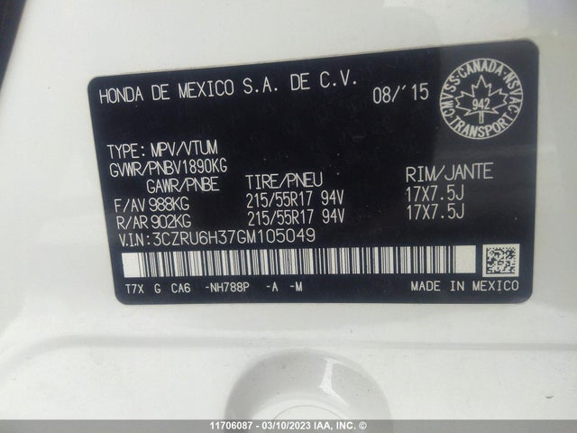 Honda HR-V 2016 3CZRU6H37GM105049 Image 9