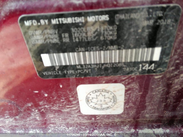ML32A3HJ1JH012085 Mitsubishi MIRAGE ES