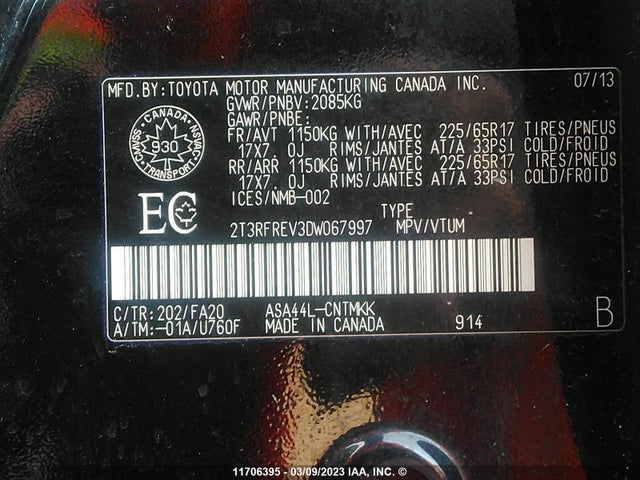 Toyota Rav4 Xle 2013 2T3RFREV3DW067997 Image 10