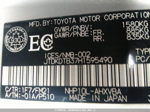 Toyota PRIUS C 2017 JTDKDTB37H1595490 Image 9